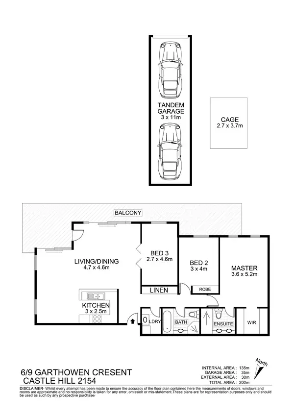 Floorplan of Homely unit listing, 6/9 Garthowen Crescent, Castle Hill NSW 2154