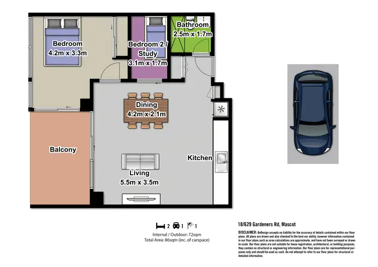 Floorplan of Homely apartment listing, 18/629 Gardeners Road, Mascot NSW 2020