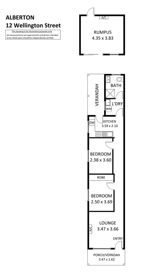 Floorplan of Homely semi-detached listing, 12 Wellington Street, Alberton SA 5014