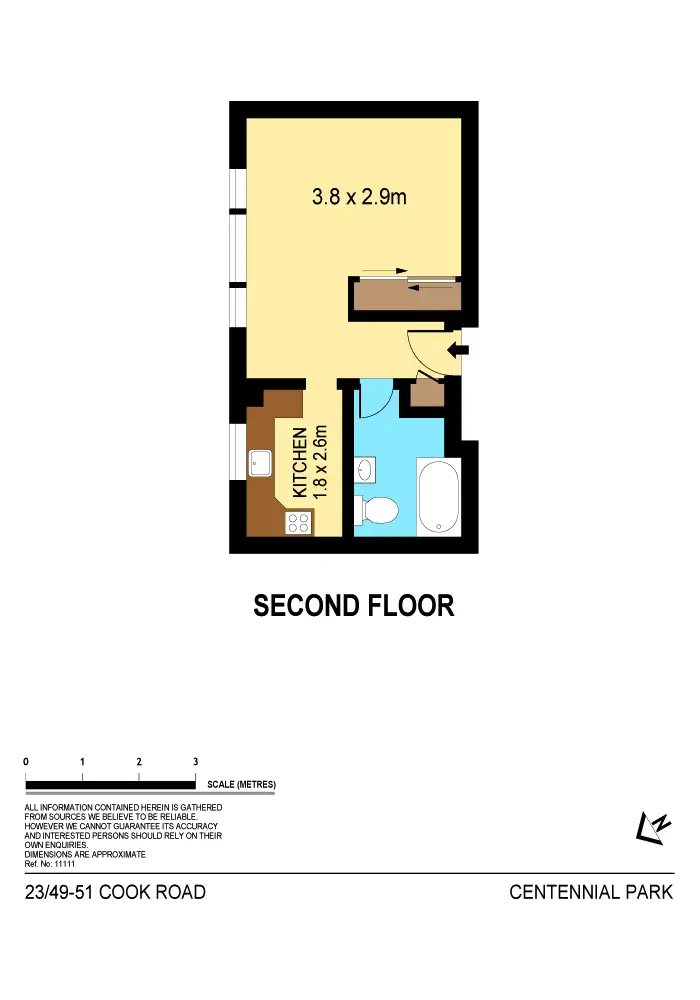Floorplan of Homely studio listing, 23/49-51 Cook Road, Centennial Park NSW 2021