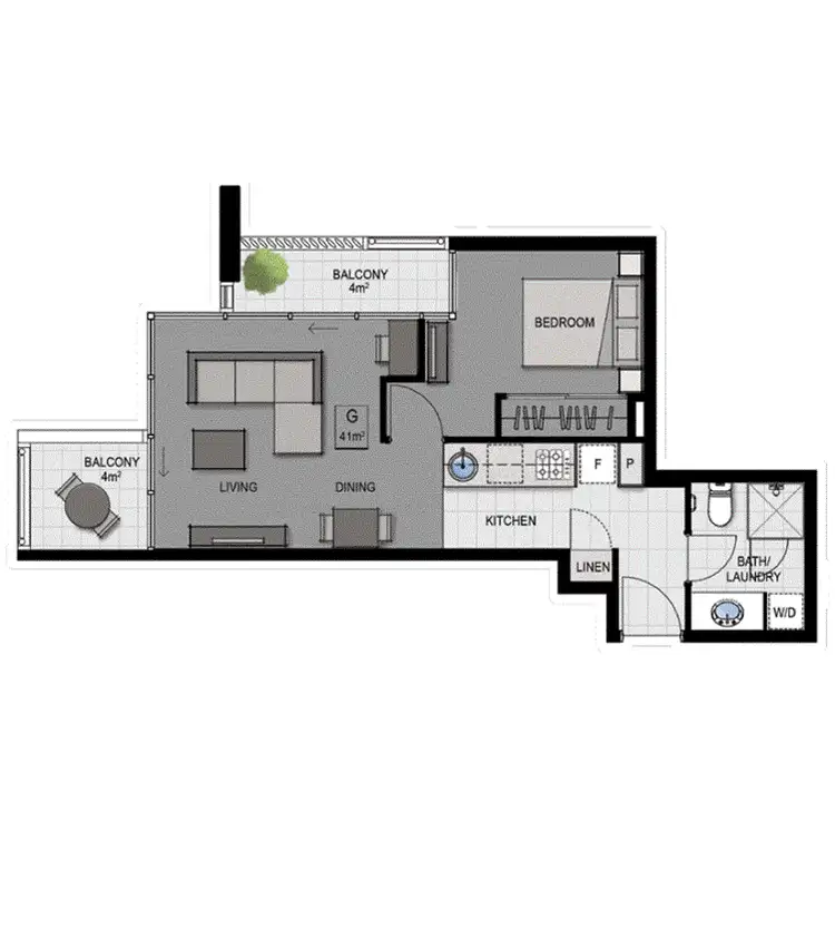 Floorplan of Homely apartment listing, 127 Charlotte Street, Brisbane QLD 4000