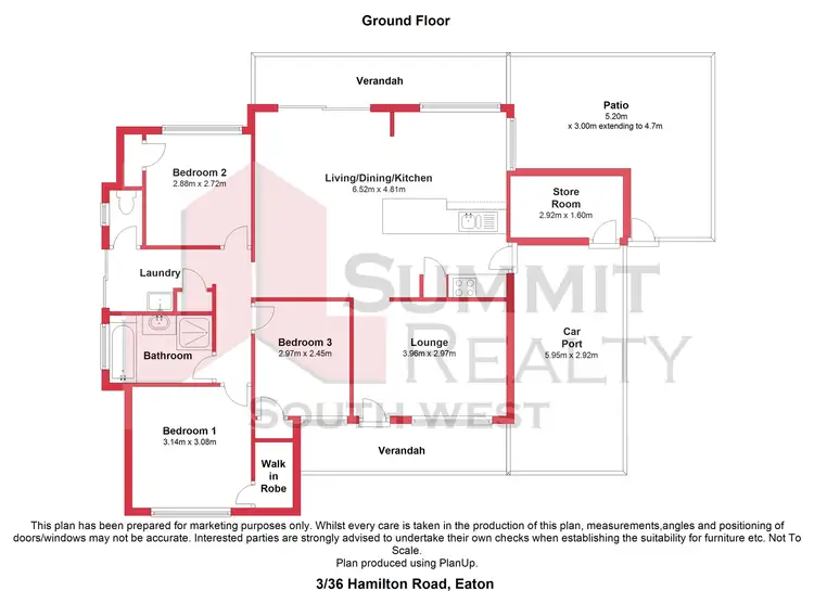 Floorplan of Homely unit listing, 3/36 Hamilton Road, Eaton WA 6232