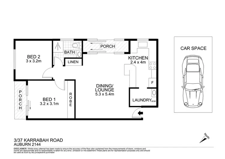Floorplan of Homely unit listing, 3/37A Karrabah Road, Auburn NSW 2144