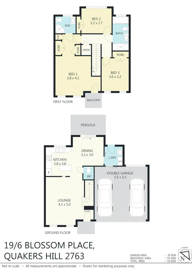 Floorplan of Homely townhouse listing, 19/6 Blossom Pl, Quakers Hill NSW 2763