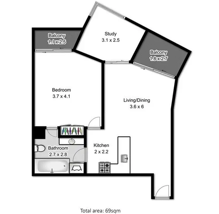 Floorplan of Homely apartment listing, 2001/570 Queen Street, Brisbane QLD 4000