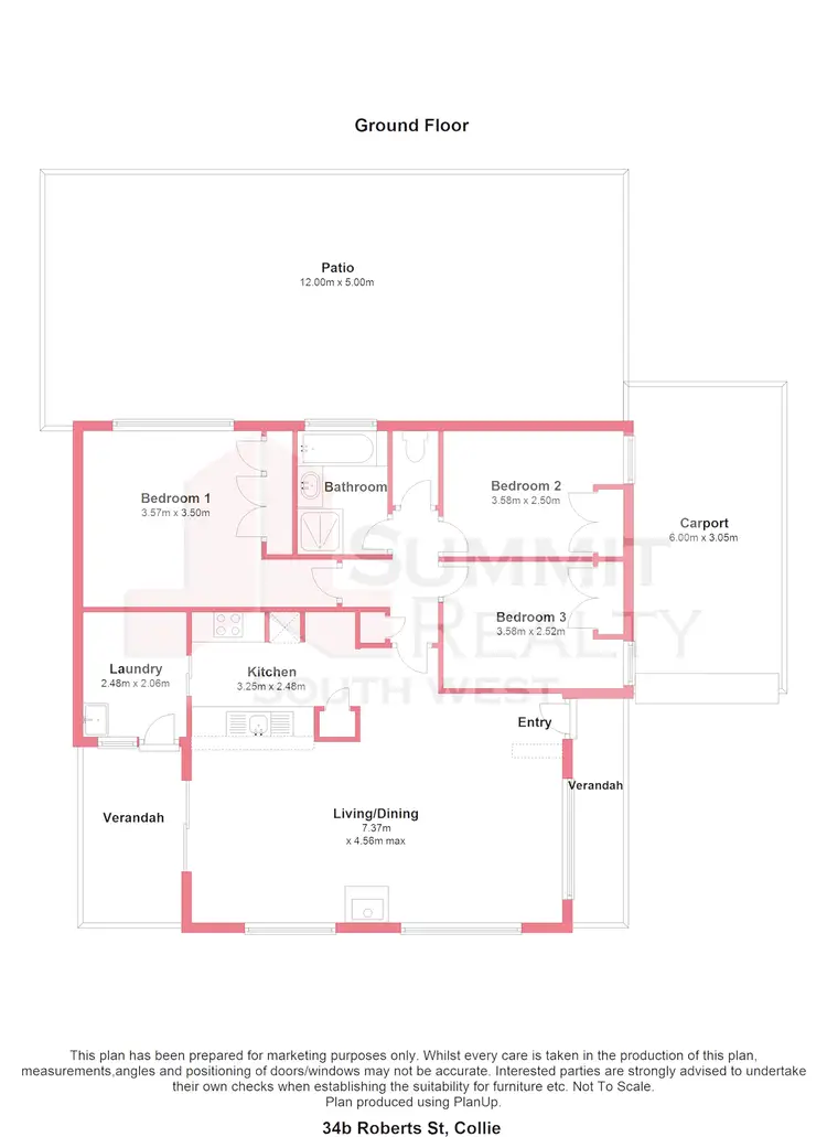 Floorplan of Homely unit listing, 34B Roberts Street, Collie WA 6225