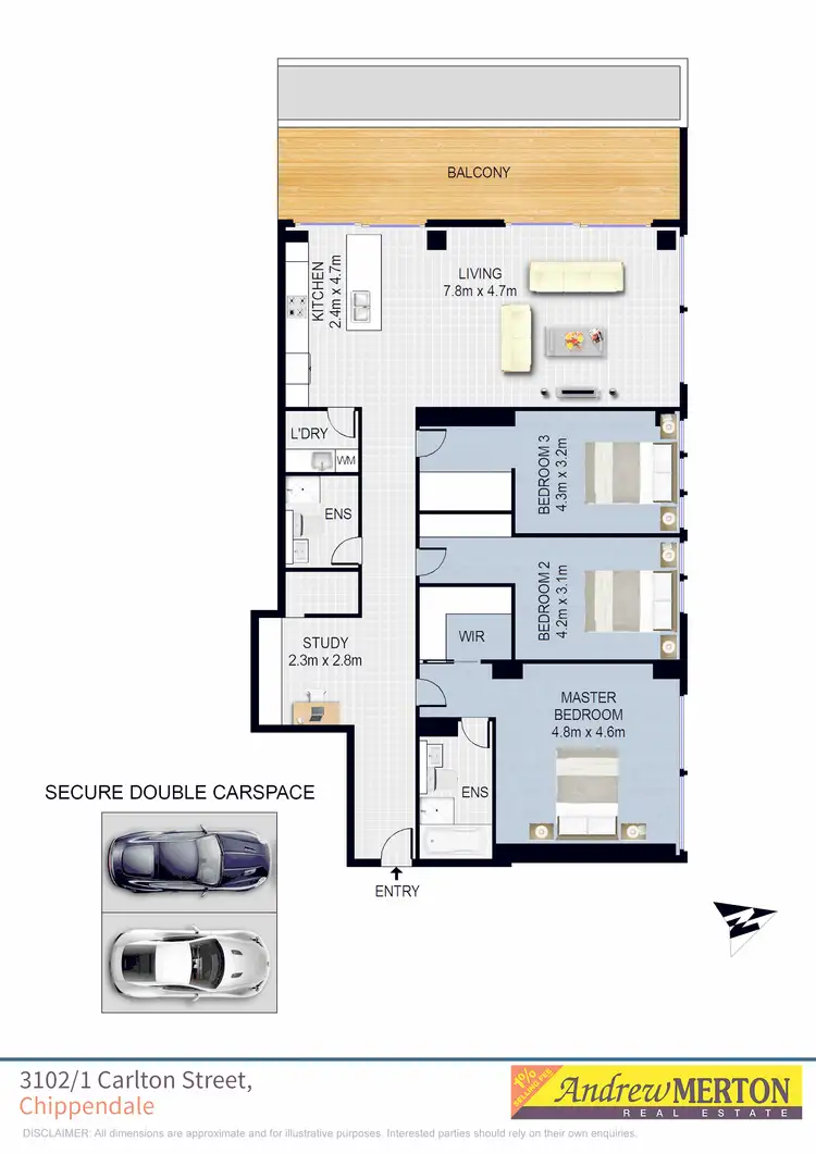 Floorplan of Homely apartment listing, 3102/1 Carlton St, Chippendale NSW 2008