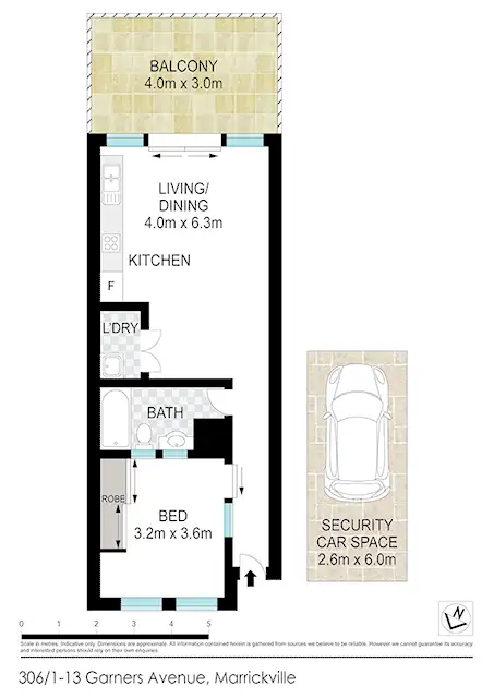 Floorplan of Homely unit listing, 306/1-13 Garners Ave, Marrickville NSW 2204