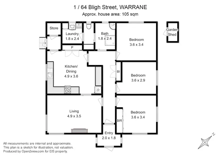 Floorplan of Homely house listing, 1/64 Bligh St, Warrane TAS 7018