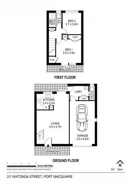Floorplan of Homely townhouse listing, 2/1 Watonga St, Port Macquarie NSW 2444
