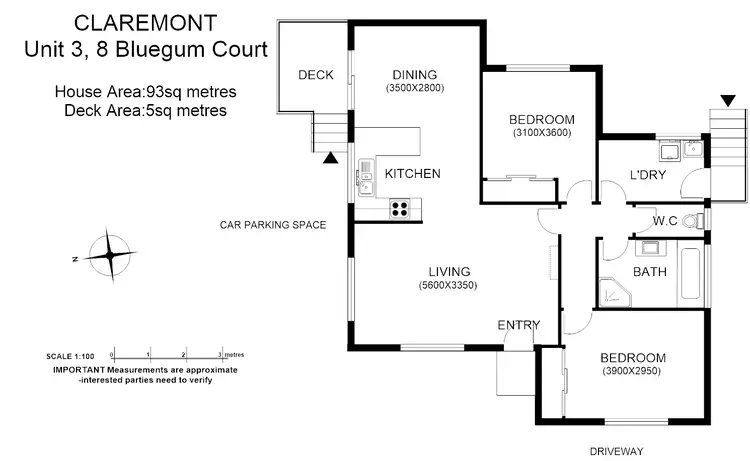 Floorplan of Homely unit listing, 3/8 Bluegum Ct, Claremont TAS 7011