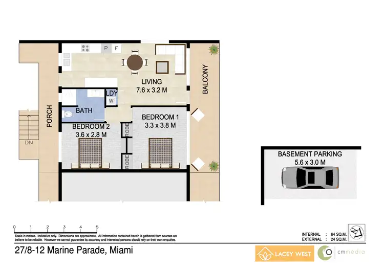 Floorplan of Homely unit listing, 27/8-12 Marine Pde, Miami QLD 4220