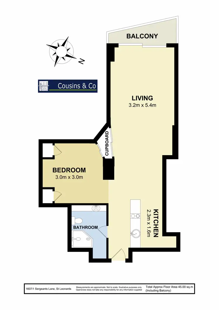 Floorplan of Homely apartment listing, 1607/1 Sergeants Lane, St Leonards NSW 2065