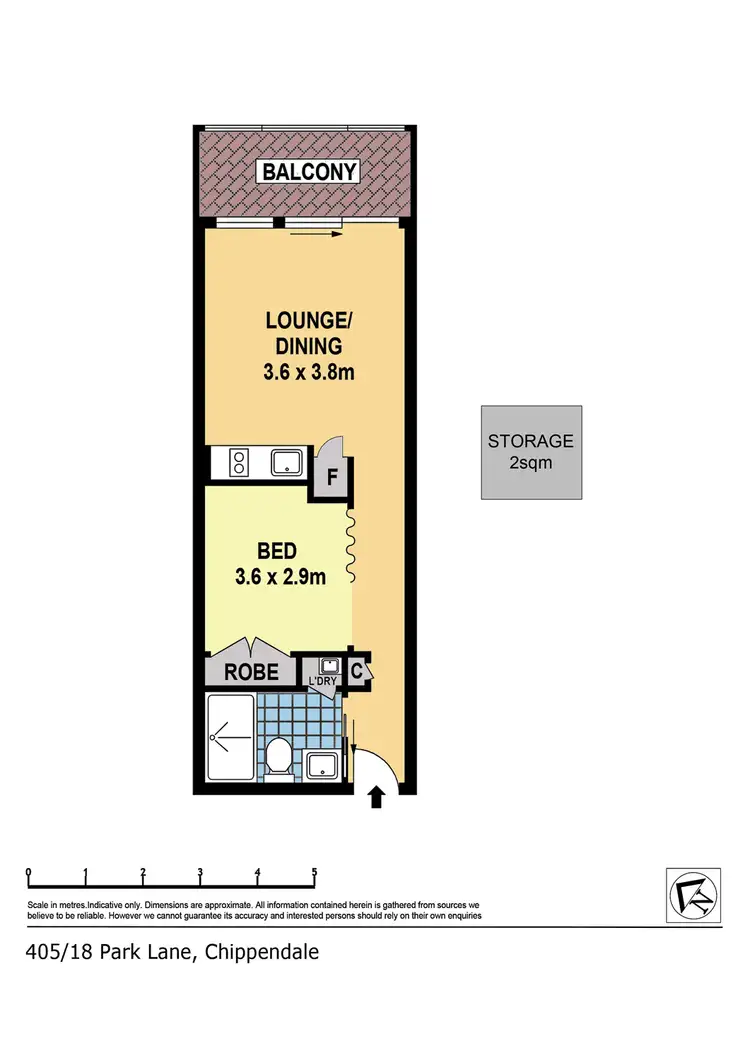 Floorplan of Homely apartment listing, Unit 405/18 Park Lane, Chippendale NSW 2008