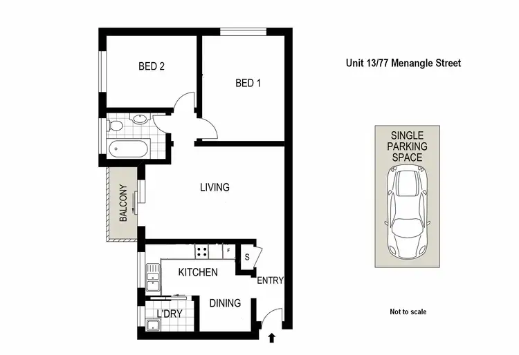 Floorplan of Homely unit listing, 13/77 Menangle St, Picton NSW 2571