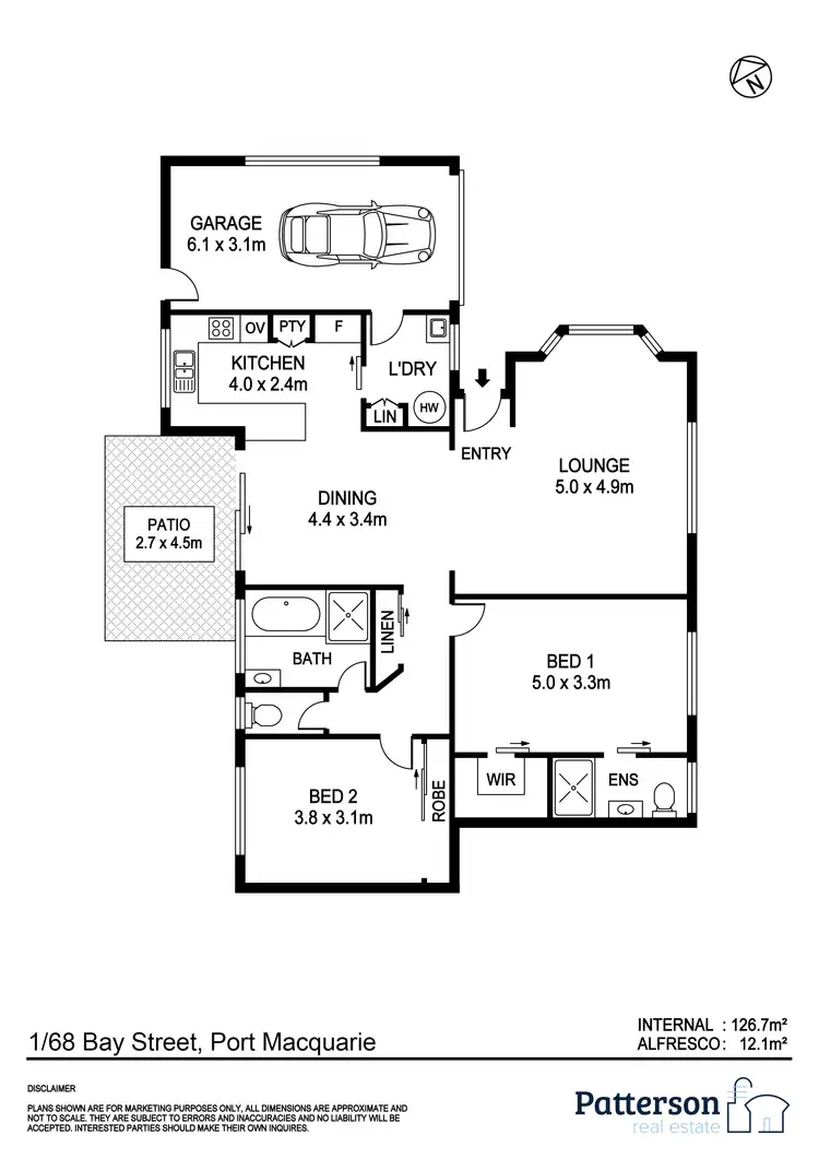 Floorplan of Homely villa listing, 1/68 Bay Street, Port Macquarie NSW 2444