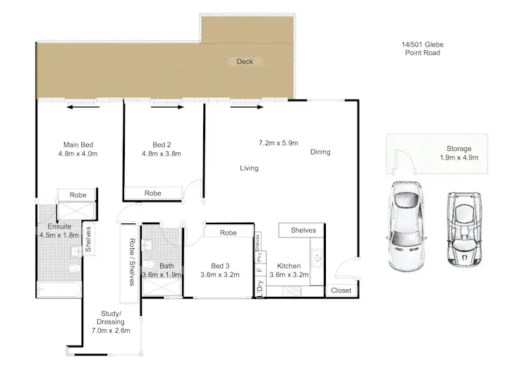 Floorplan of Homely apartment listing, Unit 14/501 Glebe Point Rd, Glebe NSW 2037