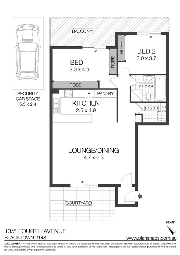 Floorplan of Homely unit listing, 13/5-9 Fourth Avenue, Blacktown NSW 2148