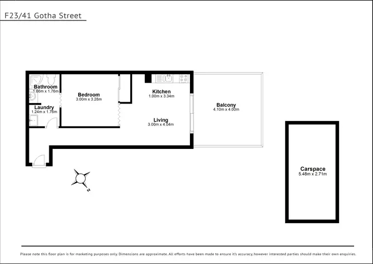 Floorplan of Homely apartment listing, F23/41 Gotha Street, Fortitude Valley QLD 4006