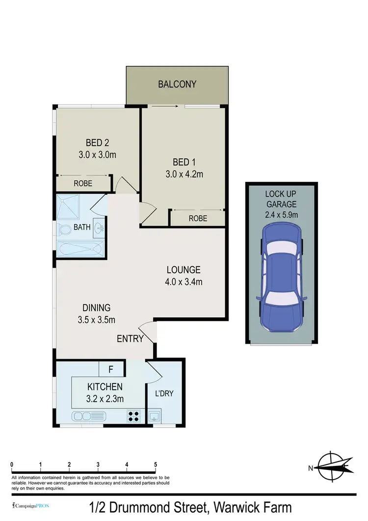 Floorplan of Homely unit listing, Unit 1/2 Drummond St, Warwick Farm NSW 2170