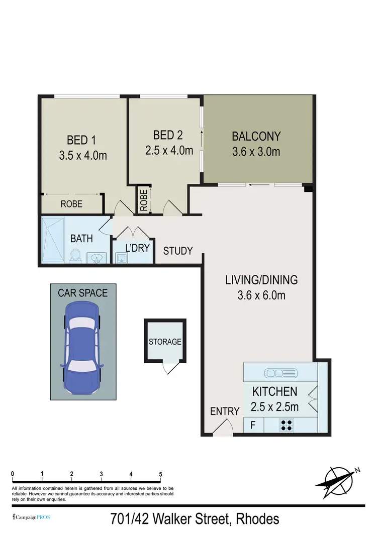 Floorplan of Homely apartment listing, Unit 701/42 Walker St, Rhodes NSW 2138