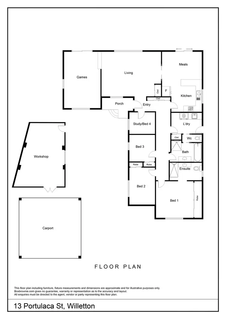Floorplan of Homely house listing, 13 Portulaca Street, Willetton WA 6155