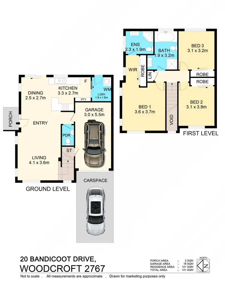 Floorplan of Homely semi-detached listing, 20 Bandicoot Dr, Woodcroft NSW 2767