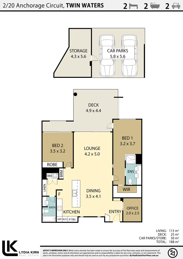 Floorplan of Homely apartment listing, Unit 2/20 Anchorage Cct, Twin Waters QLD 4564