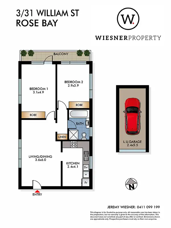 Floorplan of Homely apartment listing, Unit 3/31 William St, Rose Bay NSW 2029