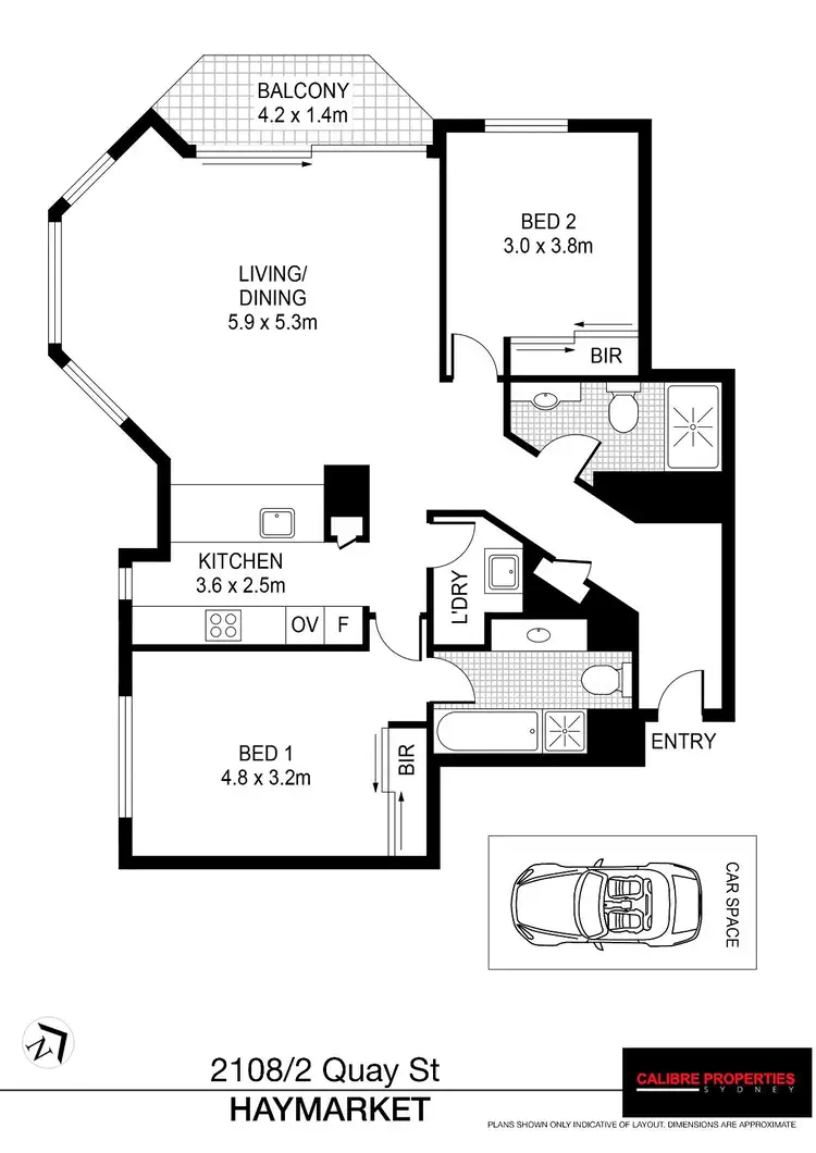 Floorplan of Homely apartment listing, Unit 2108/2 Quay St, Haymarket NSW 2000