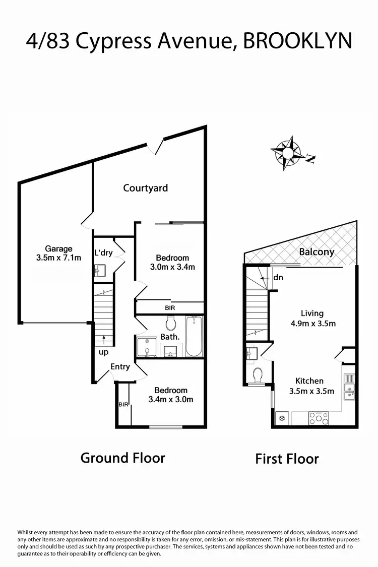 Floorplan of Homely townhouse listing, 4/83 Cypress Avenue, Brooklyn VIC 3012