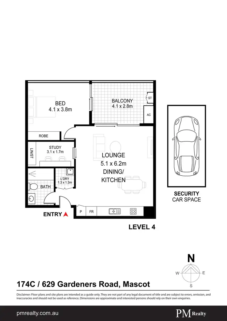 Floorplan of Homely apartment listing, 174/629 Gardeners Rd, Mascot NSW 2020