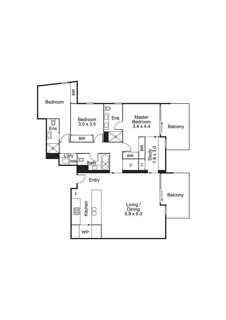 Floorplan of Homely apartment listing, Apartment 201/2 Well St, Brighton VIC 3186