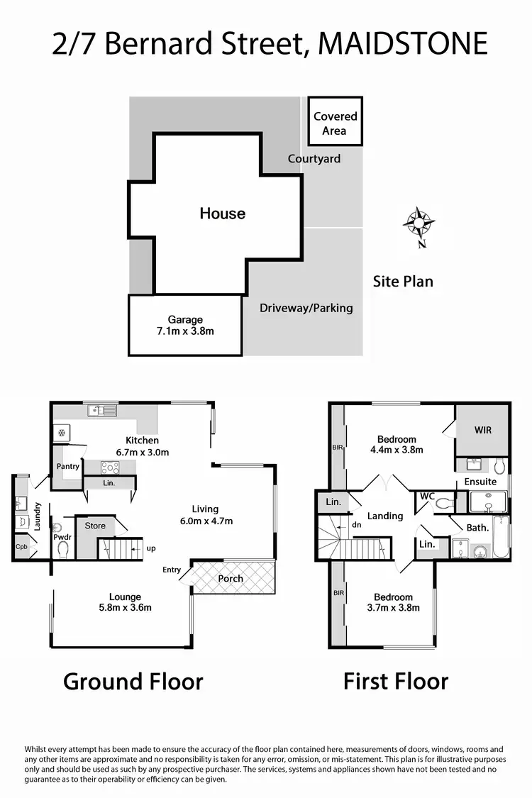 Floorplan of Homely townhouse listing, 2/7 Bernard Street, Maidstone VIC 3012
