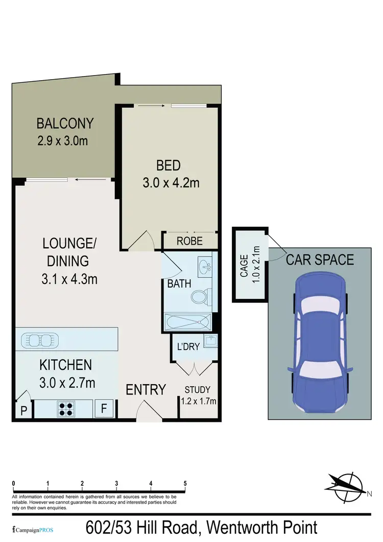 Floorplan of Homely apartment listing, Unit 602/53 Hill Rd, Wentworth Point NSW 2127