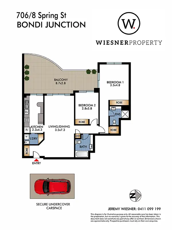 Floorplan of Homely apartment listing, Unit 706/8 Spring St, Bondi Junction NSW 2022