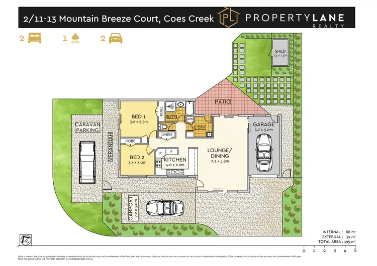 Floorplan of Homely semi-detached listing, 2/11-13 Mountain Breeze Ct, Coes Creek QLD 4560
