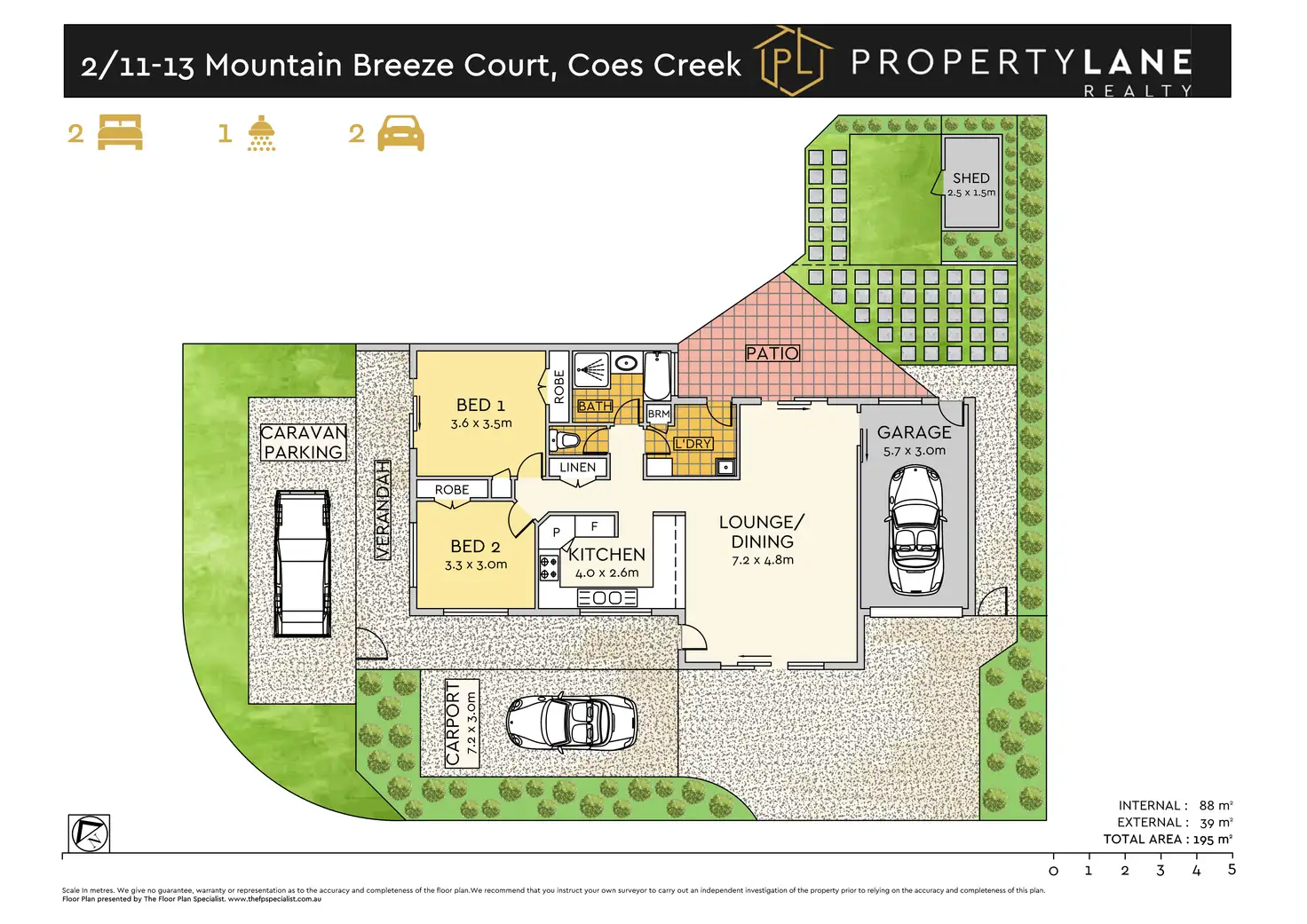 Floorplan of Homely semi-detached listing, 2/11-13 Mountain Breeze Ct, Coes Creek QLD 4560