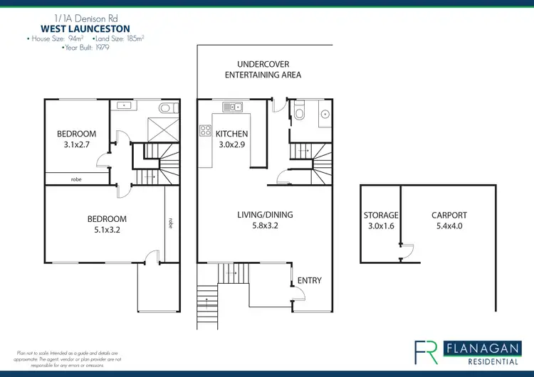 Floorplan of Homely townhouse listing, 1/1A Denison Rd, West Launceston TAS 7250
