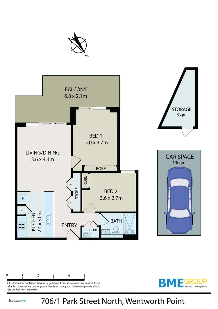 Floorplan of Homely apartment listing, Unit 706/1 Park Street North, Wentworth Point NSW 2127