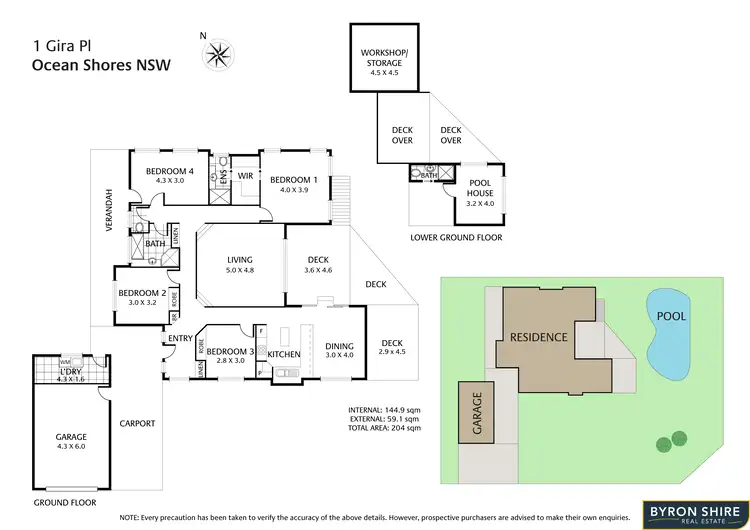 Floorplan of Homely house listing, 1 Gira Place, Ocean Shores NSW 2483