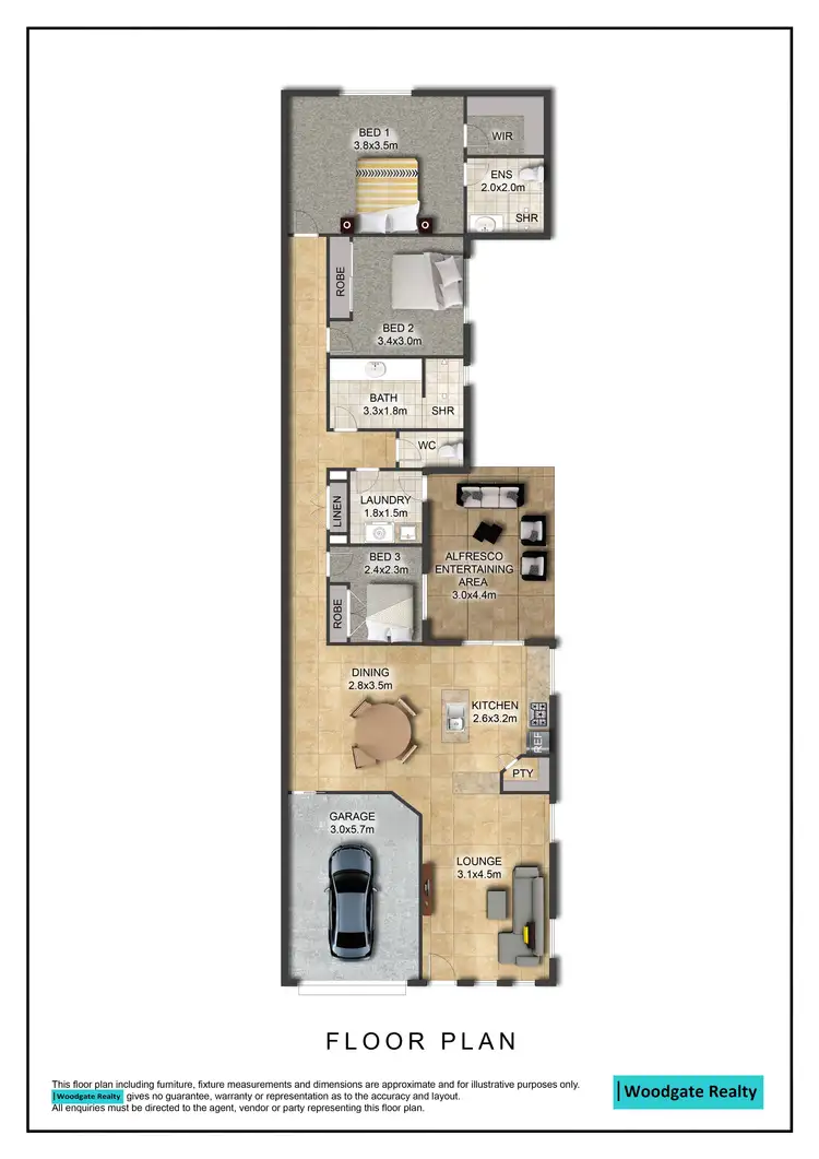 Floorplan of Homely townhouse listing, 2/16 First Ave, Woodgate QLD 4660