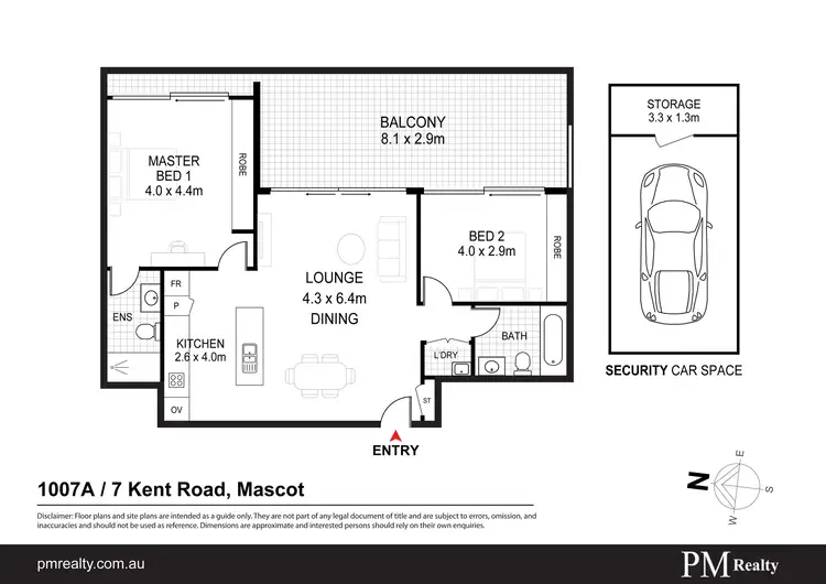 Floorplan of Homely apartment listing, 1007A/7-9 Kent Rd, Mascot NSW 2020