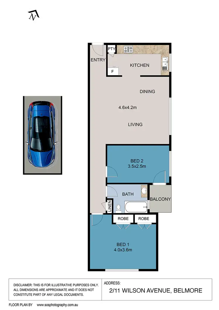Floorplan of Homely unit listing, Unit 2/11 Wilson Ave, Belmore NSW 2192