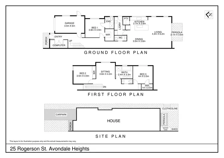 Floorplan of Homely townhouse listing, 1/25 Rogerson Street, Avondale Heights VIC 3034