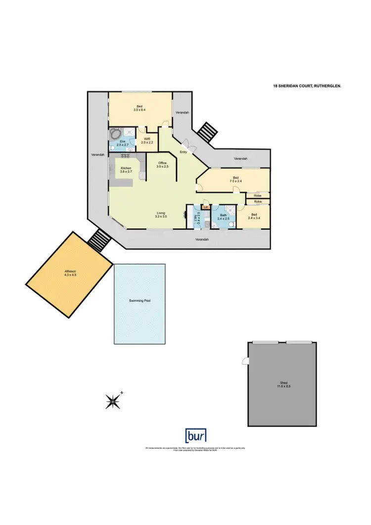 Floorplan of Homely house listing, 18 Sheridan Ct, Rutherglen VIC 3685