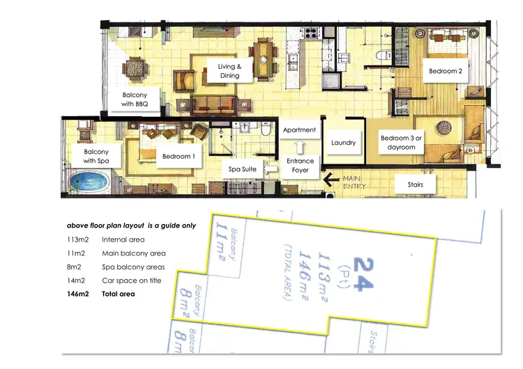 Floorplan of Homely unit listing, Beach Club 311/312 20-22 Davidson Street, Port Douglas QLD 4877