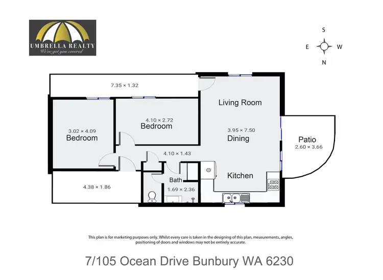 Floorplan of Homely unit listing, Unit 7/105 Ocean Dr, Bunbury WA 6230