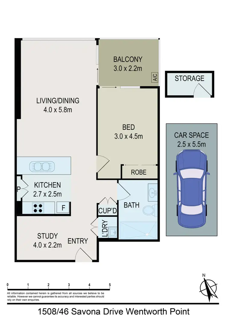 Floorplan of Homely apartment listing, Unit 1508/46 Savona Dr, Wentworth Point NSW 2127