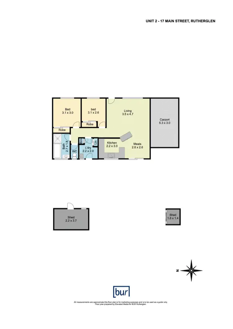 Floorplan of Homely unit listing, Unit 2/17 Main St, Rutherglen VIC 3685